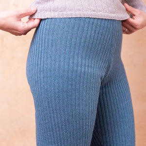 Harry Knitted Rib Leggings - 100% Extra Fine Merino - Ocean Marl