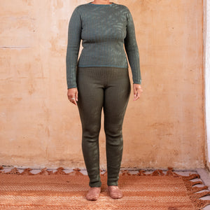Harry Knitted Rib Leggings - 100% Extra Fine Merino - Olive (S-L)