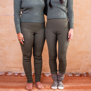 Harry Knitted Rib Leggings - 100% Extra Fine Merino - Olive (S-L)