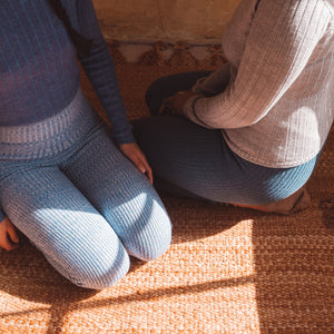Harry Knitted Rib Leggings - 100% Extra Fine Merino - Sky Marl