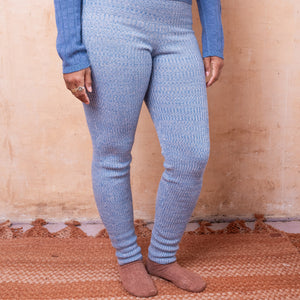 Harry Knitted Rib Leggings - 100% Extra Fine Merino - Sky Marl
