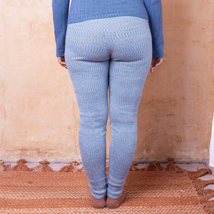 Harry Knitted Rib Leggings - 100% Extra Fine Merino - Sky Marl