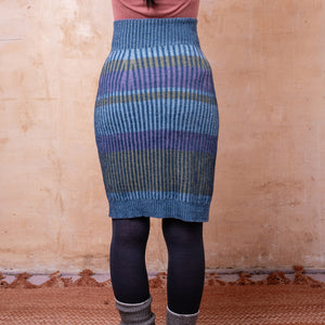 Mia Rib Knit Bellywarmer Skirt - Midi - 100% Plant Dyed Merino - Indigo *Pre-Order