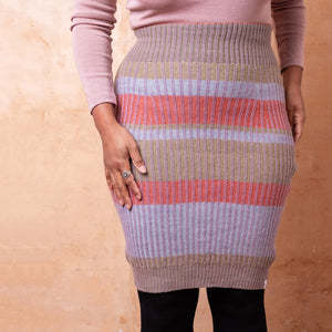 Mia Rib Knit Bellywarmer Skirt- Midi - 100% Plant Dyed Merino - Dusty Lilac