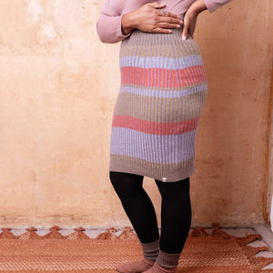 Mia Rib Knit Bellywarmer Skirt- Midi - 100% Plant Dyed Merino - Dusty Lilac