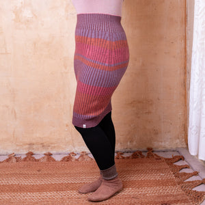 Mia Rib Knit Bellywarmer Skirt - Midi - 100% Plant Dyed Merino - Pink Madder *Pre-Order