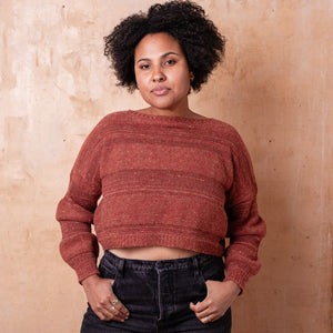 Moss Tweed Crop Jumper - Alpaca/Merino - Autumn *Pre-Order