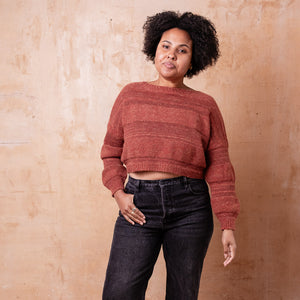 Moss Tweed Crop Jumper - Alpaca/Merino - Autumn *Pre-Order