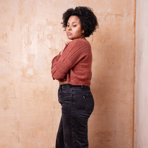 Moss Tweed Crop Jumper - Alpaca/Merino - Autumn *Pre-Order