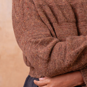 Moss Tweed Crop Jumper - Alpaca/Merino - Chestnut *Pre-Order