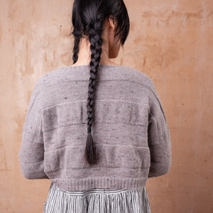 Moss Tweed Crop Jumper - Alpaca/Merino - Grey