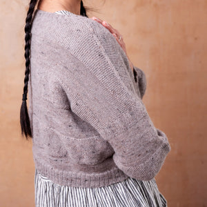Moss Tweed Crop Jumper - Alpaca/Merino - Grey