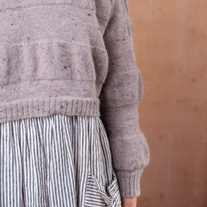 Moss Tweed Crop Jumper - Alpaca/Merino - Grey