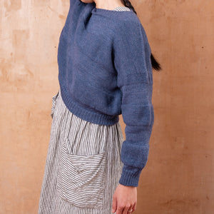 Moss Crop Jumper - 100% Wool - Blue Melange