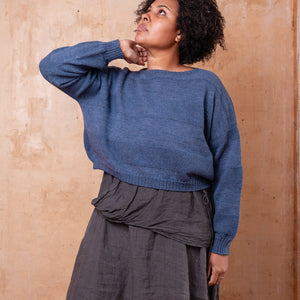 Moss Crop Jumper - 100% Wool - Blue Melange