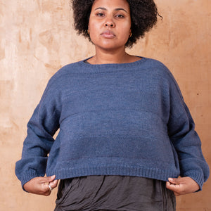 Moss Crop Jumper - 100% Wool - Blue Melange