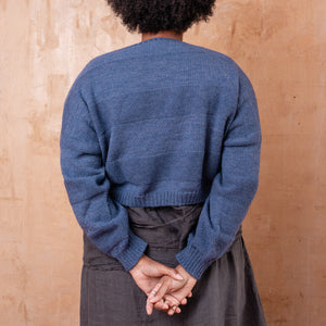 Moss Crop Jumper - 100% Wool - Blue Melange