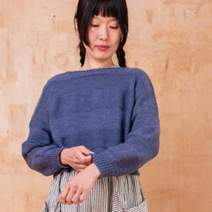 Moss Crop Jumper - 100% Wool - Blue Melange