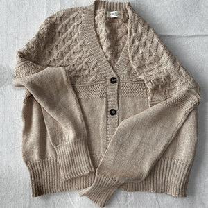 Arwen Gansey Cardi - 100% Baby Alpaca - Porridge (S-L)