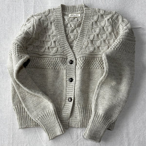Arwen Gansey Cardi - 100% Chunky Highland Wool - Light Natural Grey (S-L)
