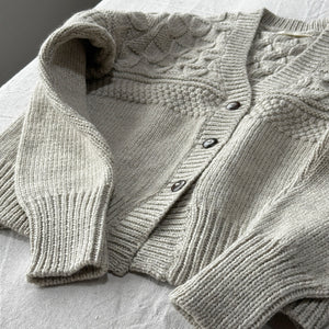 Arwen Gansey Cardi - 100% Chunky Highland Wool - Light Natural Grey (S-L)