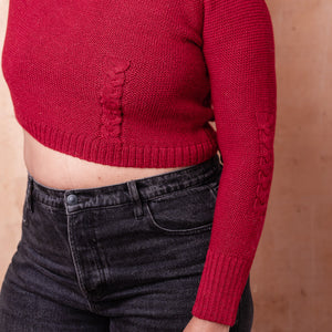 Luna Cable Short Jumper - 100% Baby Alpaca - Cranberry