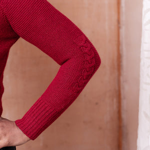 Luna Cable Short Jumper - 100% Baby Alpaca - Cranberry