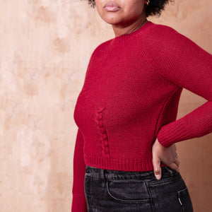 Luna Cable Short Jumper - 100% Baby Alpaca - Cranberry