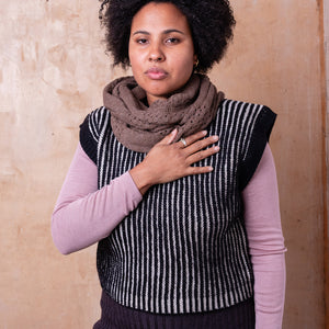 Neo Chunky Brioche Vest - 100% Highland Wool - Black/Ecru (S-L)
