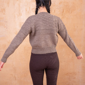 Nami Gansey Cardi - 100% Chunky Highland Wool - Light Brown