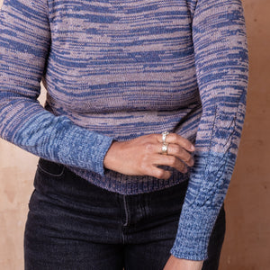 Stella Colour Block Jersey - 100% Baby Alpaca - Denim/Lavender Melange