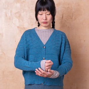 Nami Gansey Cardi - 100% Baby Alpaca - Light Peacock