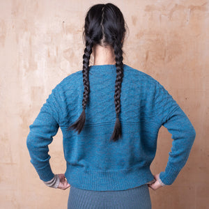 Nami Gansey Cardi - 100% Baby Alpaca - Light Peacock
