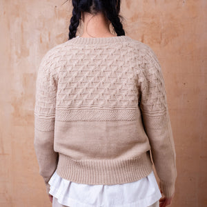 Arwen Gansey Cardi - 100% Baby Alpaca - Porridge (S-L)