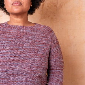 Jaana Sweater - 100% Baby Alpaca - Rust/Light Blue