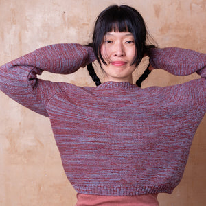 Jaana Sweater - 100% Baby Alpaca - Rust/Light Blue