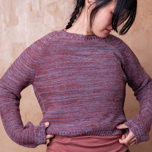 Jaana Sweater - 100% Baby Alpaca - Rust/Light Blue