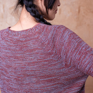Jaana Sweater - 100% Baby Alpaca - Rust/Light Blue