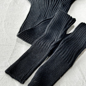 Nikki High Rise Rib Knit Pants - 100% Baby Alpaca - Black