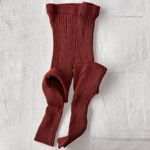 Nikki High Rise Rib Knit Pants - 100% Baby Alpaca - Rust Melange