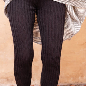 Nikki High Rise Rib Knit Pants - 100% Baby Alpaca - Black