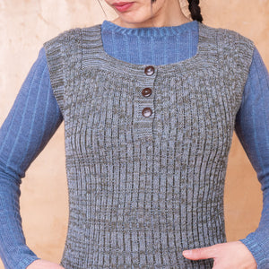 Rica Vest - 100% Baby Alpaca - Light Blue/Sheoak