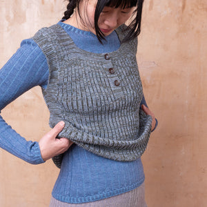 Rica Vest - 100% Baby Alpaca - Light Blue/Sheoak
