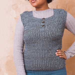 Rica Vest - 100% Baby Alpaca - Light Blue/Sheoak