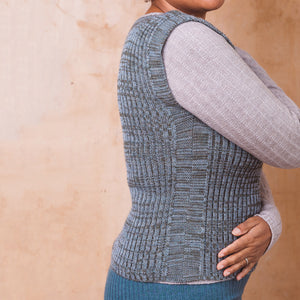 Rica Vest - 100% Baby Alpaca - Light Blue/Sheoak