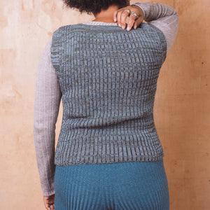 Rica Vest - 100% Baby Alpaca - Light Blue/Sheoak