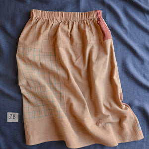 Patchwork Pocket Skirt - 100% Hand Loomed Heirloom Cotton with Plant Dyes (Women S-L)