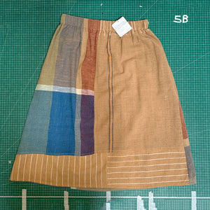 Patchwork Pocket Skirt - 100% Hand Loomed Heirloom Cotton with Plant Dyes (Women S-L)