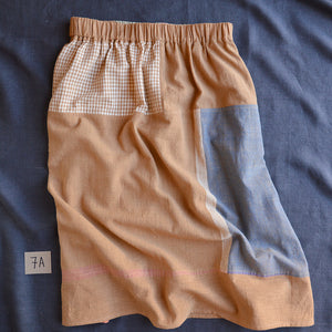 Patchwork Pocket Skirt - 100% Hand Loomed Heirloom Cotton with Plant Dyes (Women S-L)