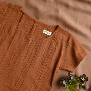 Cross Stitch Pieces Top - 100% Indian Cotton Muslin - Ginger Lilac (Women S-L)